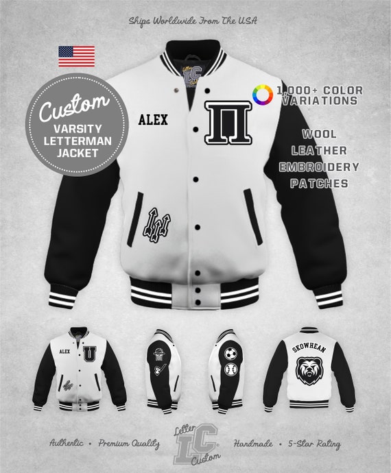 Custom Varsity Letterman Baseball Jacket Gray Leather & Black 