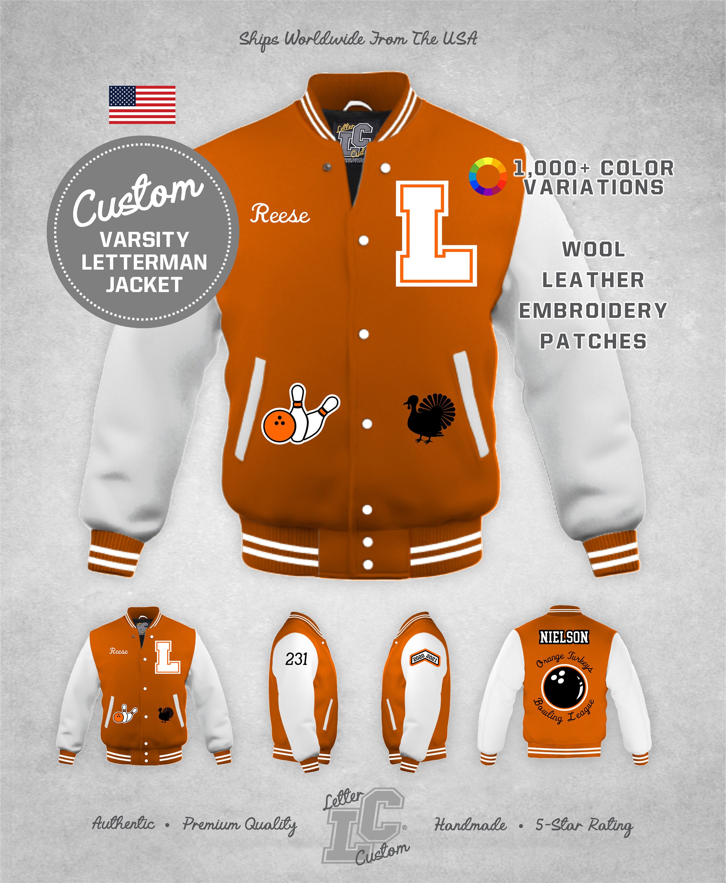 Custom Varsity Bowling League Team Jackets Choose Leather & | Etsy