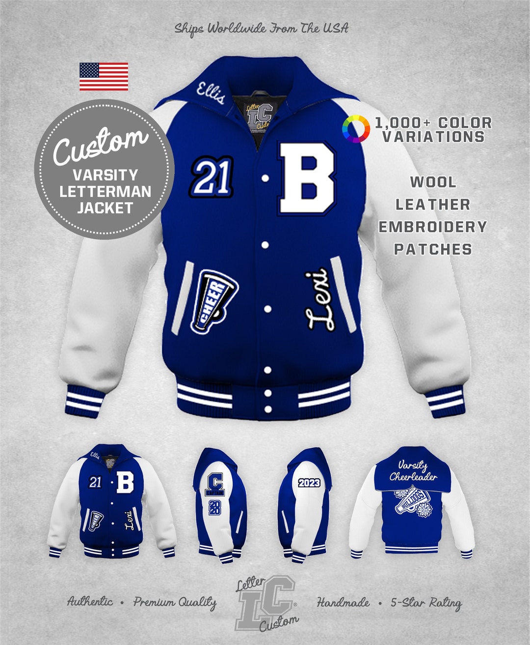 Custom Varsity Cheerleader Competitive Spirit Jacket Leather & Wool ...