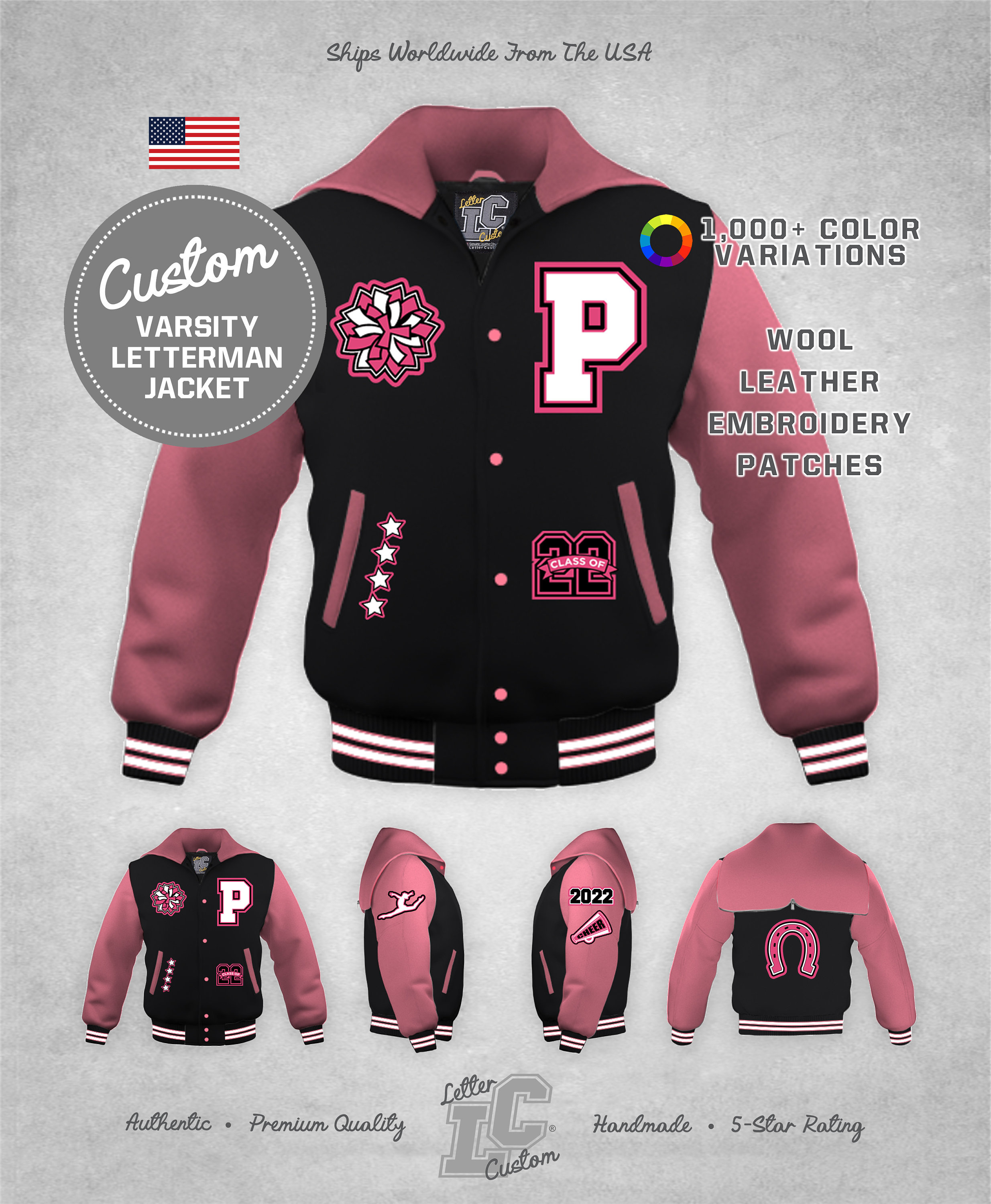 Custom Varsity Letter Drill Team Cheer Jacket Pink Genuine - Etsy