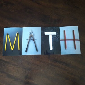Classroom decor--digital download--math banner--math classroom decor--math center--math classroom banner--photo letters--math letters