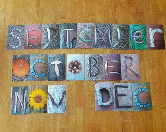 Calendario per la classe - mesi dell'anno - decorazioni per la classe - calendario da parete - cartelli per la classe - decorazioni per la classe in stile fattoria - calendario montessori
