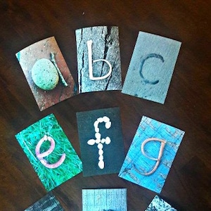 Classroom decor--classroom alphabet--lower case letters--farmhouse classroom decor--preschool nature decor--rustic nursery/nature abc photos