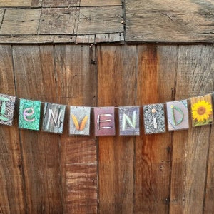 Banner de bienvenida--descarga digital--bienvenida a la clase de español--aula de naturaleza--decoración del aula--letras de naturaleza--aula de español