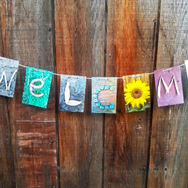 Nature welcome banner--classroom decor--farmhouse classroom decor--welcome wall sign--rustic classroom decor--rustic nature letter decor