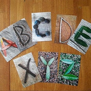 Cartões do alfabeto - download digital - decoração de berçário de fazenda - letras da natureza - decoração de sala de aula - sala de aula pré-escolar - decoração de jardim de infância
