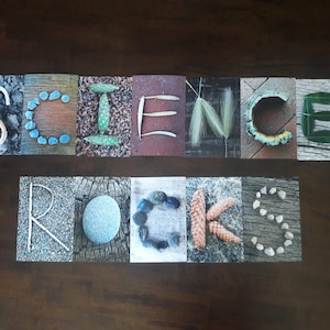 Science classroom banner--science rocks--farmhouse classroom decor--nature letters--science decor--rustic classroom decor