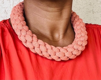 Charlotte Rope Necklace: Handmade Braided Recycled Cotton Statement Necklace