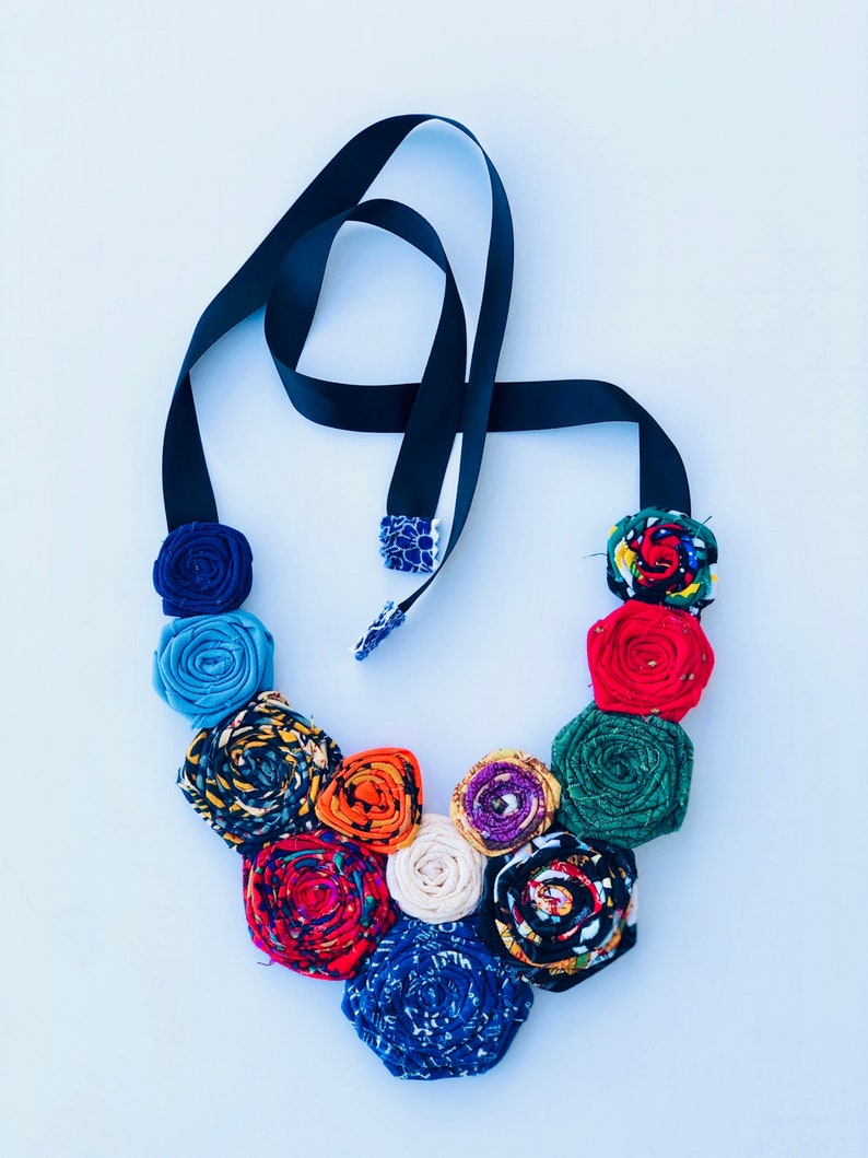 statement N bright color neckalce bib necklace ankara piece lace necklace Multicolored necklace gift for her twisted fabric necklace
