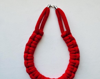 Maeve Braided Cotton Rope Necklace: Knotted Statement Jewelry