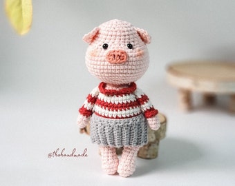 PATTERN: Gemma the little Pig crochet amigurumi doll, crochet piggy amigurumi, stuffed pig,  amigurumi piggy crochet pattern PDF download