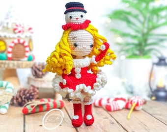 christmas girl Santy crochet amigurumi doll, handmade doll, christmas doll, amigurumi santy, cuddle doll, amigurumi girl, christmas gifts