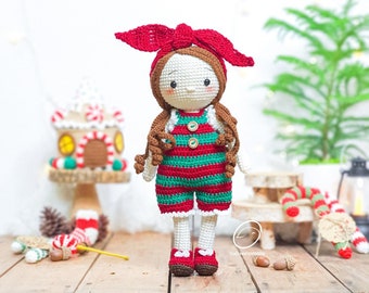 christmas doll amigurumi, crochet amigurumi doll, handmade doll, princess doll, stuffed doll, cuddle doll, amigurumi girl, christmas gifts