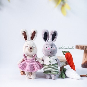 Tommy & Dumy crochet amigurumi bunny doll,  amigurumi animal, crochet doll for sale, crochet amigurumi rabbit stuffed toy, baby shower gifts