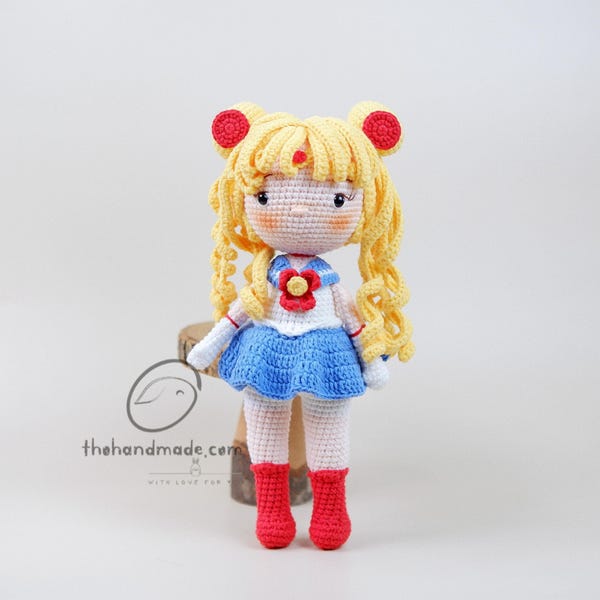 Manga sailor crochet amigurumi doll, amigurumi sailor doll, crochet stuffed doll, handmade doll, crochet anime sailor moon, gift for child