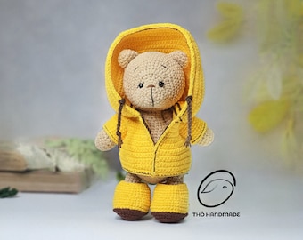 Hoodie Bear amigurumi doll, crochet teddy bear with hoodie, crochet doll for sale, amigurumi animals, crochet doll stuffed, baby shower gift