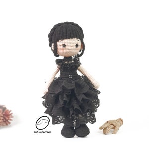 crochet wednesday Addams doll, amigurumi fairy doll, scary doll, horror doll, crochet halloween doll, cuddle doll, birthday gift, gift for kid, gift for girl, unique gift for kid, baby shower gift, christmas gift, special gift for kid, halloween gift