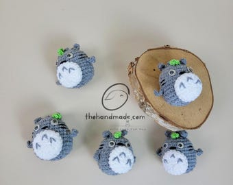 Crochet Forest Spirit Keychain, Cute Gray Totoro Charm, Kawaii Handmade Bag Accessory, Y2K Aesthetic Keychain, Tiny Stuffed Animal Gift