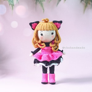manga sailor crochet amigurumi doll, amigurumi sailor doll, crochet sakura meow, stuffed doll,  amigurumi girl, crochet amigurumi doll
