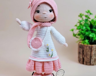 crochet doll, amigurumi doll, crochet hijab doll, amigurumi muslim doll, stuffed doll, handmade cuddle doll, crochet amigurumi doll for sale
