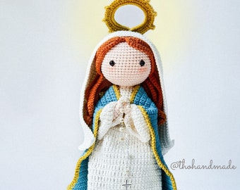 PATTERN: Blessed Virgin Mary crochet amigurumi, Virgin Mary amigurumi doll, DIY doll, Our Lady of Grace crochet pattern PDF download (Eng)