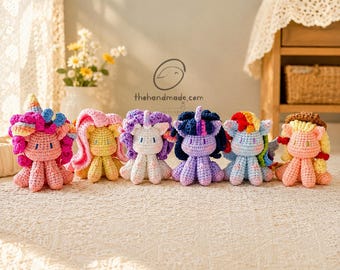 Handmade Crochet Rainbow Horse keychain, Colorful Amigurumi Horse, Cute Crochet Plush Toy, Kawaii Nursery Decor, Unique Gift for Pony Lover