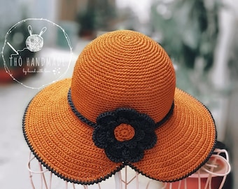 Crochet hat for sale, Handmade wide-brimmed hat, beach hat, Sun Hat, Formal Hat, flower hat, bow hat handmade Girls brim hat 100% Handmade