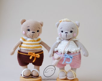 cuddle bear crochet amigurumi, amigurumi animal, crochet bear stuffed doll, couple teddy bear, amigurumi teddy bear, gift for kid, baby gift
