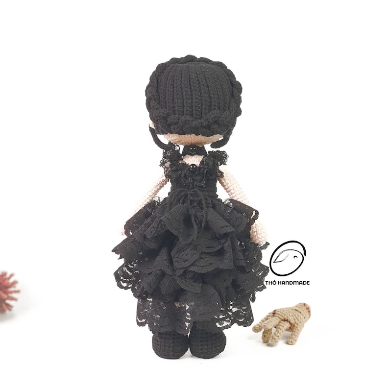 crochet wednesday Addams doll, amigurumi fairy doll, scary doll, horror doll, crochet halloween doll, cuddle doll, birthday gift, gift for kid, gift for girl, unique gift for kid, baby shower gift, christmas gift, special gift for kid, halloween gift