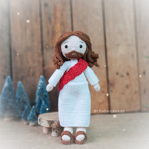 Jesus häkeln Amigurumi Puppe, Amigurumi Jesus, gehäkelte Jesus Stoffpuppe, Jesus Plüschpuppe, Häkelpuppe zum Verkauf, christliche, katholische Puppe