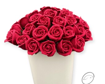 Crochet Rose in Wine Glass, Eternal Handmade Flower Bouquet, Personalized Anniversary Gift for Her, Romantic Home Decor, Birthday Rose Gift