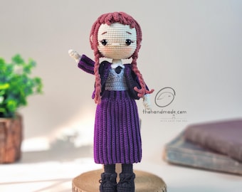 Wednesday Inspired Agnes Crochet Doll – Handmade Gothic Amigurumi – Cute Gothic Girl Gift – Wednesday Fan Collectible, stuffed doll