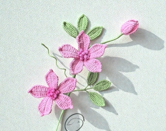 Handmade Crochet Clematis Flower,Realistic Crochet Clematis, Potted Handmade Flower, Mother’s Day Gift, Personalized Anniversary Flower