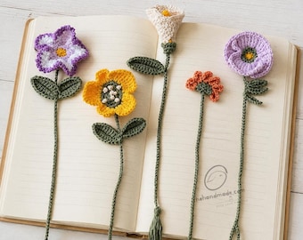 Handmade Crochet Flower Bookmark – Knitted Floral Book Mark – Cute Gift for Book Lovers – Unique Teacher Gift – Reading Accessory