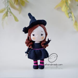witch crochet amigurumi, halloween doll, amigurumi scary doll, handmade doll stuffed, gothic doll, birthday gift, halloween gift for kid