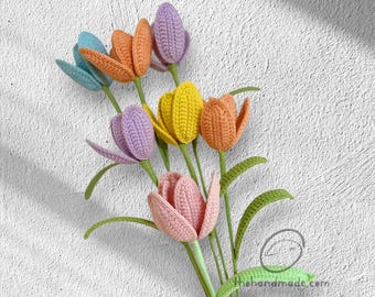 Handmade tulip flower crochet amigurumi, crochet tulip stuffed, Handmade Finished Crochet Tulips Flower, Crochet Bouquet, Wedding Bouquet