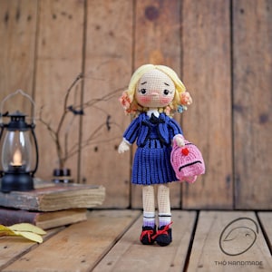 Enid crochet amigurumi doll, crochet doll Enid school version, stuffed doll, handmade doll, unique christmas gift, special gift for kid