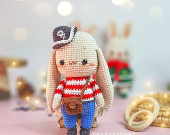 Crochet doll for sale, Amigurumi easter Bunny, pirates bunny,  Amigurumi doll for sale, amigurumi toy for sale, stuffed bunny, cuddle bunny