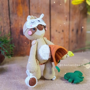 ナマケモノのかぎ針編みあみぐるみぬいぐるみ人形、あみぐるみ動物販売、かぎ針編みナマケモノ抱き人形、かぎ針編み人形販売、あみぐるみホームレスナマケモノ