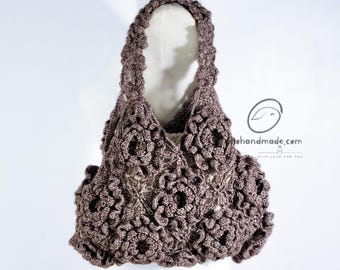 3D Flower Afghan Purse, Adjustable Strap, granny square boho bag, afghan purse, handmade bag, shoulder bag,  colorful 3D flower bag