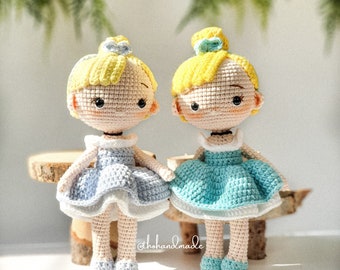 Cinderella crochet amigurumi doll, amigurumi princess doll, crochet cinderella stuffed doll, amigurumi fairy doll, birthday baby shower gift