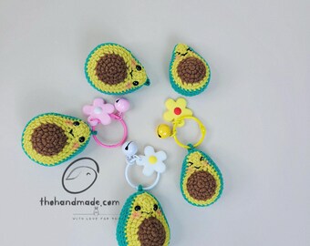 Crochet Avocado Keychain Set, Cute Amigurumi Avocado Charm, Personalized Couple Keychain, Best Friend Matching Gift, Y2K Style Bag Accessory