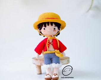 Manga Pirate crochet amigurumi doll, amigurumi pirates anime, crochet stuffed doll, handmade doll, pirate stuffed doll, crochet anime doll