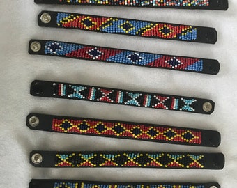 Kenyan and other Leather beaded bracelets