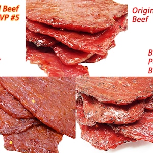 Variety Pack #5 Singapore-Style Fire-Grilled Beef Jerky (12oz), includes Original beef 4 oz, Spicy Beef 4 oz, Black Pepper Beef 4 oz