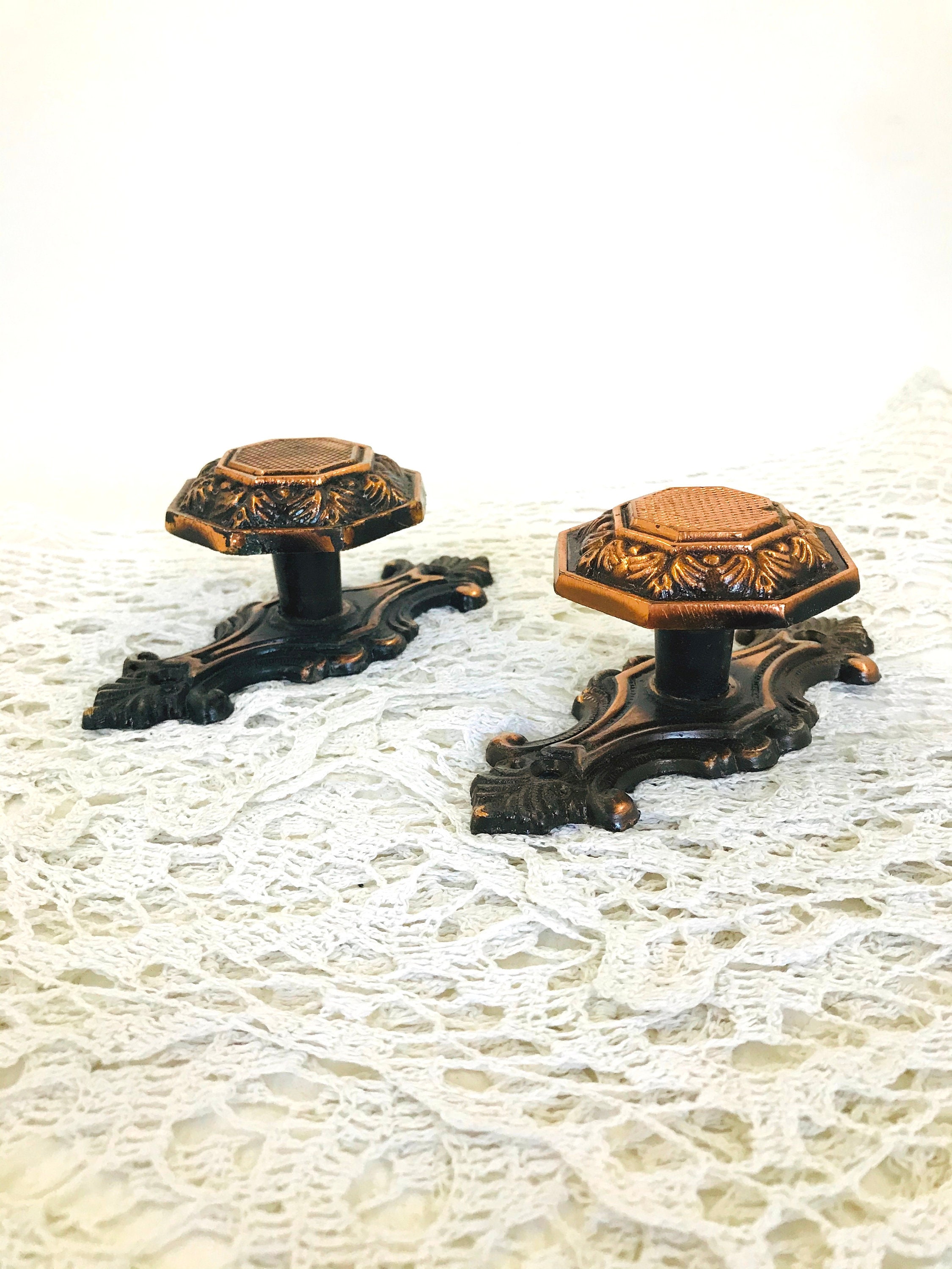 Vintage Door Knobs Plate Interior Doors Brown Door Knob Hook Etsy