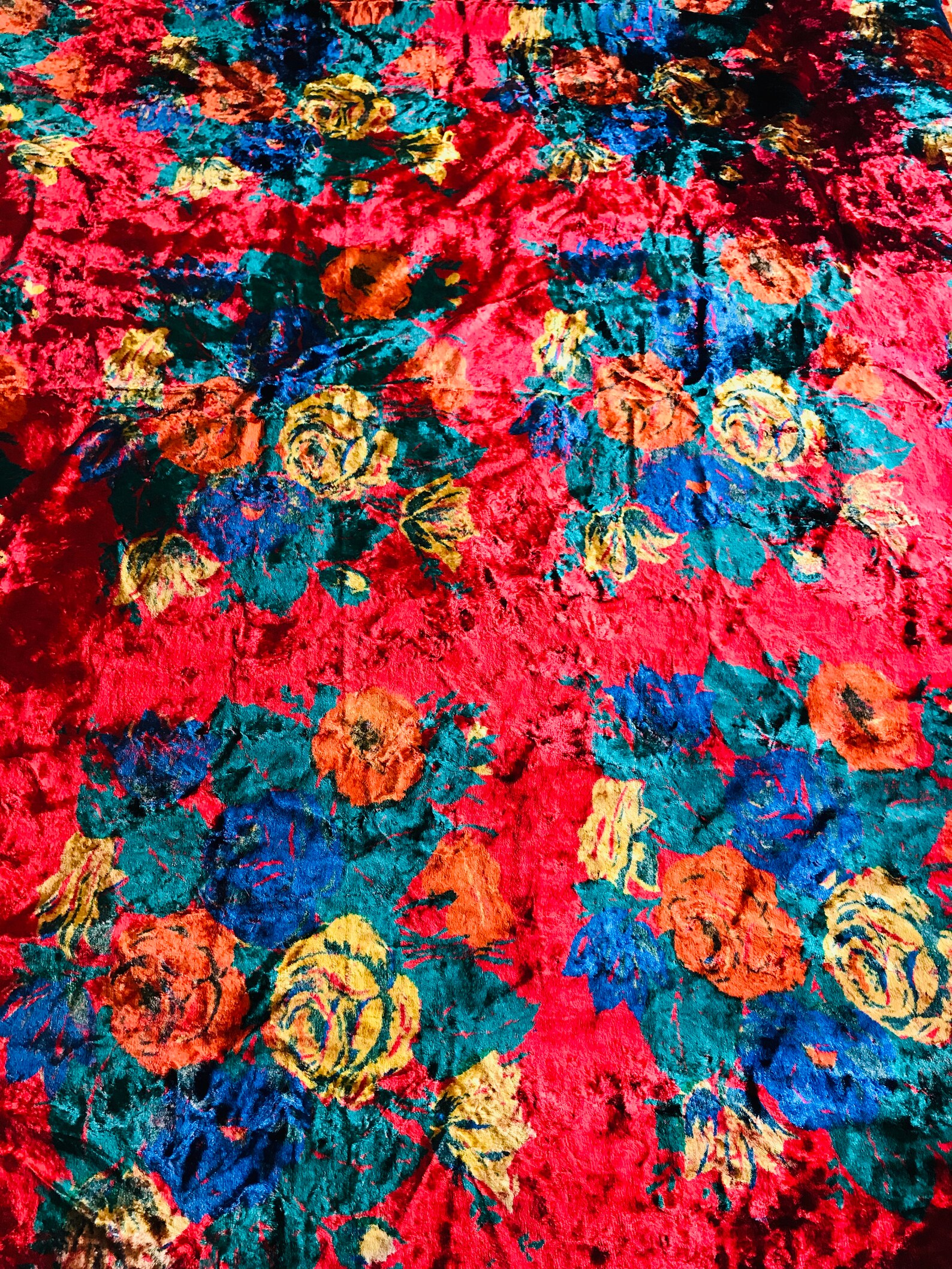 Vintage Red Velvet Tablecloth With Fringe Plush Cover Table Etsy