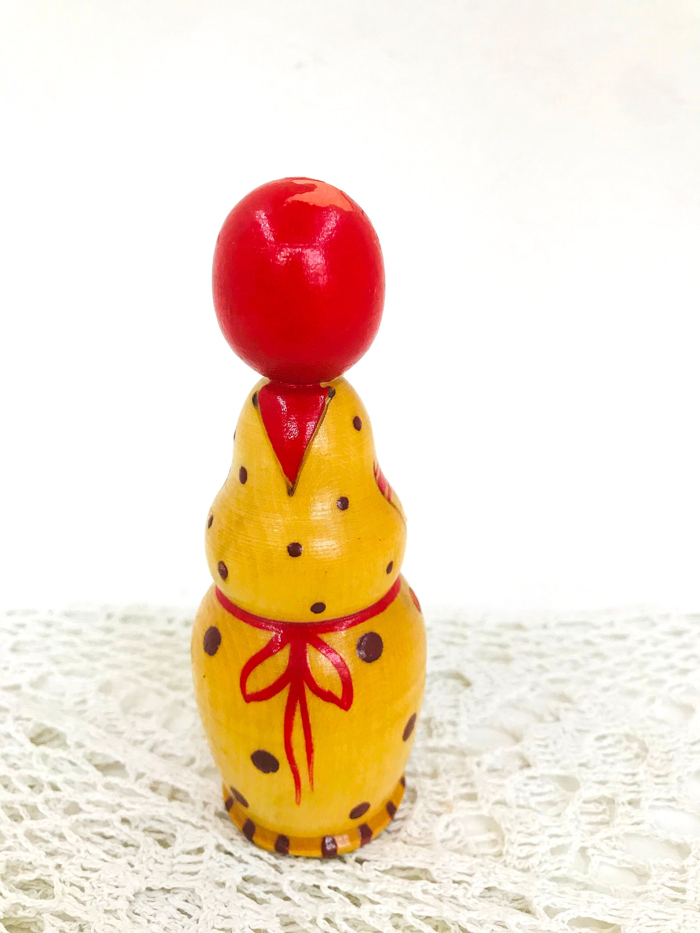 Vintage Wooden Figurine Folk Art Hand Painted Hand Carved Doll Etsy