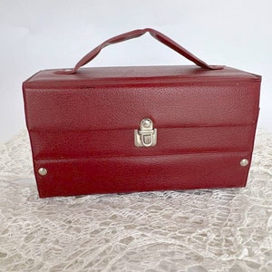 Vintage Kunstleder Aufbewahrungstasche Rotbraune Tasche mit Griff Aufbewahrung von Medikamenten Aufbewahrung Angelausrüstung Ausrüstung Handbox Bastelkiste