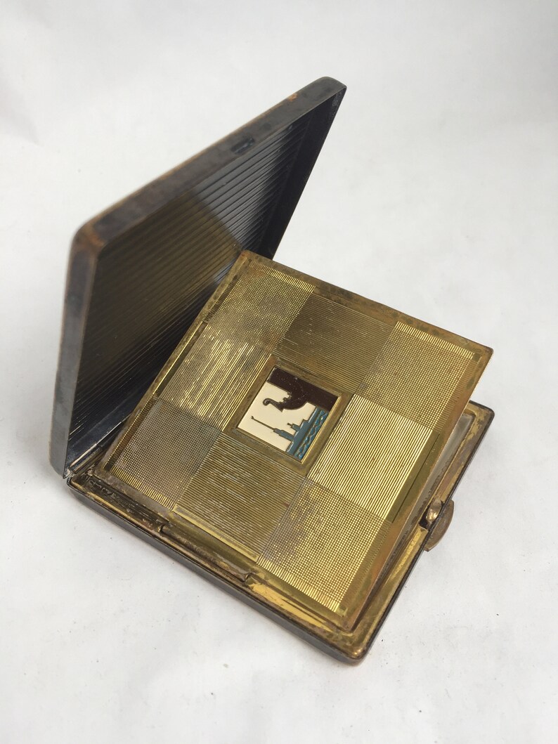 Vintage powder compact case Compact mirror old Pocket mirror Etsy